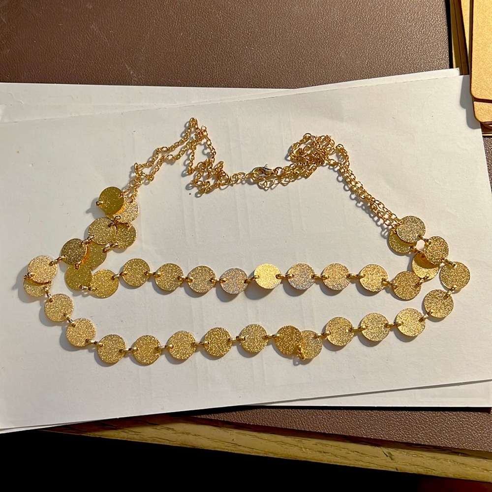 Gold plated double strand necklace